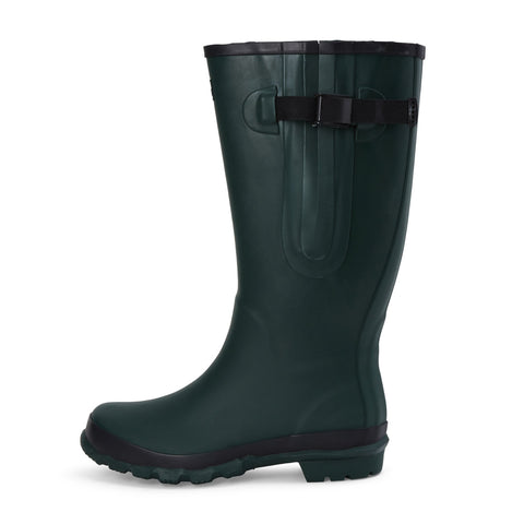 Wide Calf Wellies - Green with Black Trim - Regular Fit in Foot and Ankle - 37 to 49cm Calf