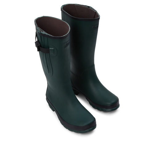 Wide Calf Wellies - Green with Black Trim - Regular Fit in Foot and Ankle - 37 to 49cm Calf
