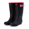 Wide Calf Wellies - Black with Hot Pink Trim- Wide in Foot and Ankle - 37 to 46cm Calf