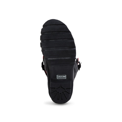 Extra Wide Calf Black Wellies with Hot Pink Trim - Wide in Foot & Ankle - Fit 40-57cm Calf