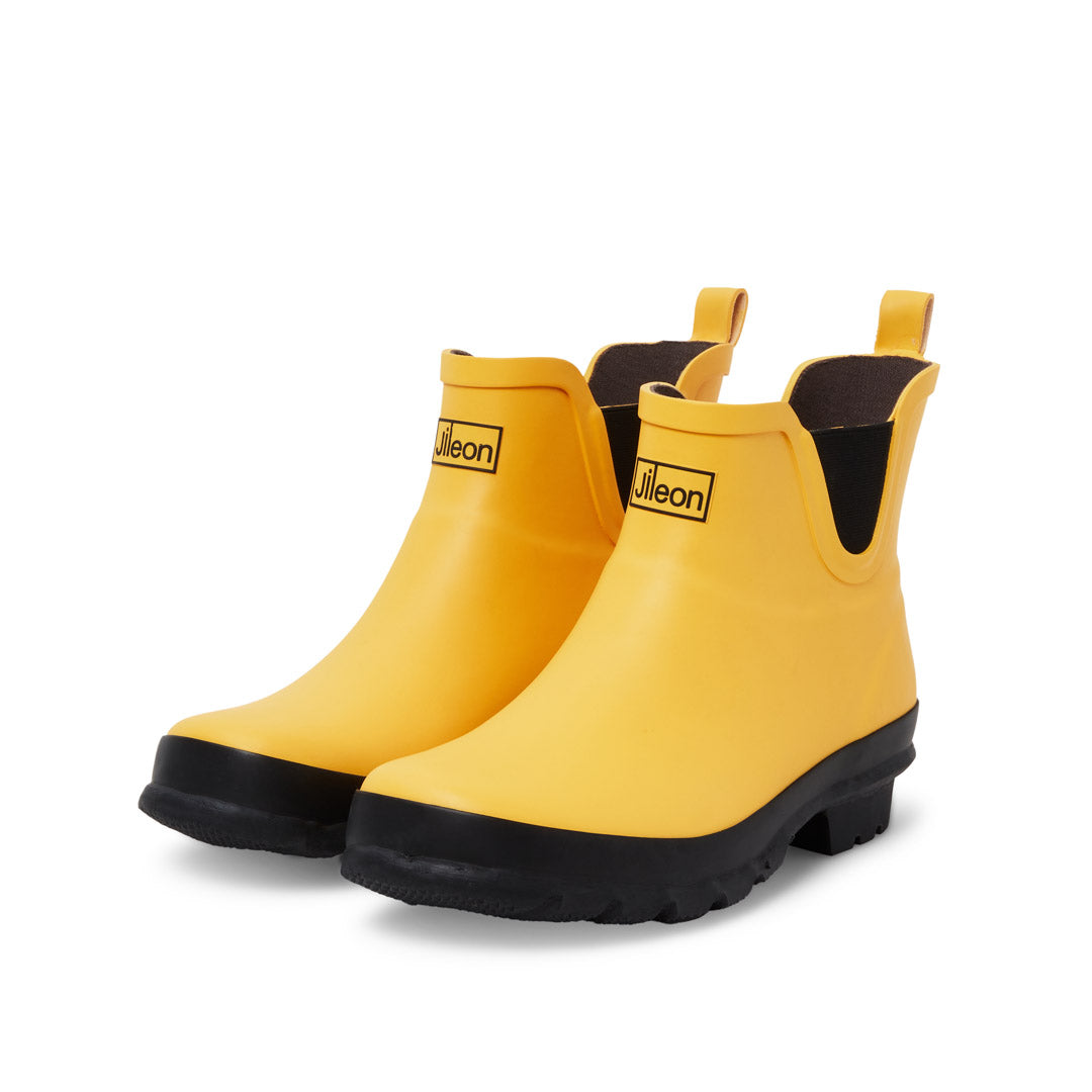 Womens Ankle Wellies - Yellow - Wide Foot - Easy to Slip On
