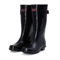 Wide Calf Wellies - Black Glossy - Regular Fit in Foot and Ankle - 37 to 49cm Calf - Jileon Wellies