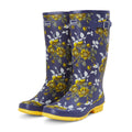 Wide Calf Wellies - Yellow Floral - Wide in Foot and Ankle - 37 to 46cm Calf - Jileon Wellies