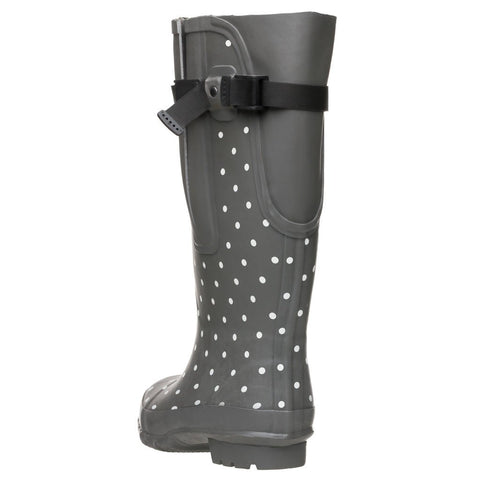 Extra Wide Calf Grey Spotty Wellies - fit up to 50cm calf - Wide in Foot and Ankle - Jileon Wellies