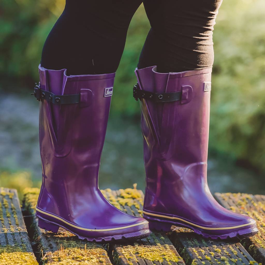 Extra Wide Calf Purple Wellies - Wide in Foot & Ankle - up to 57cm Calf - Jileon Wellies