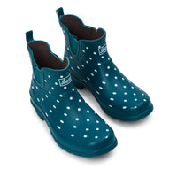Ankle Wellies - Teal with White Spots - Wide Foot - Easy to Slip On