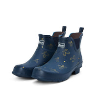 Ankle Wellies - Navy with Bumble Bees - Wide Foot - Easy to Slip On