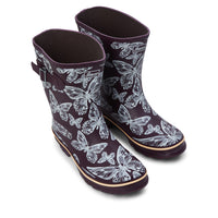 Half Height Purple Butterfly Wellies - Wide Foot and Ankle