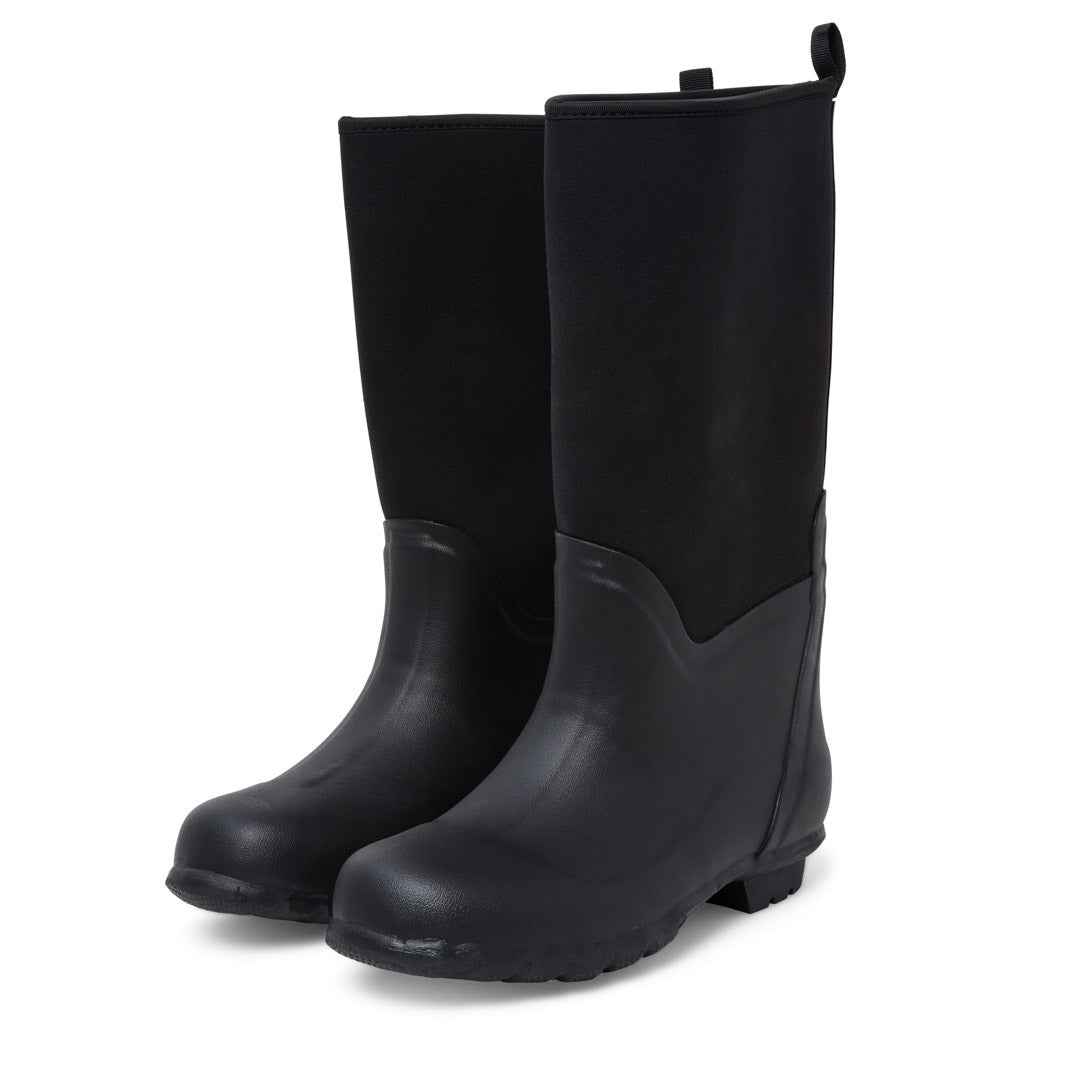 Extra Wide Calf Black Neoprene Wellies Wide in Foot and Ankle Fit  40-50cm Calf