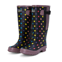 Extra Wide Fit Polka Dot Wellies - Wide in Foot and Ankle - Fit 40-57cm Calf