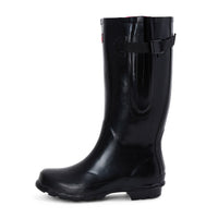 Wide Calf Wellies - Black Glossy - Regular Fit in Foot and Ankle - 37 to 49cm Calf