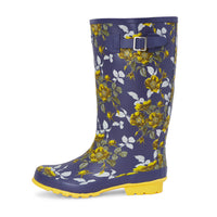 Wide Calf Wellies - Yellow Floral - Wide in Foot and Ankle - 37 to 46cm Calf
