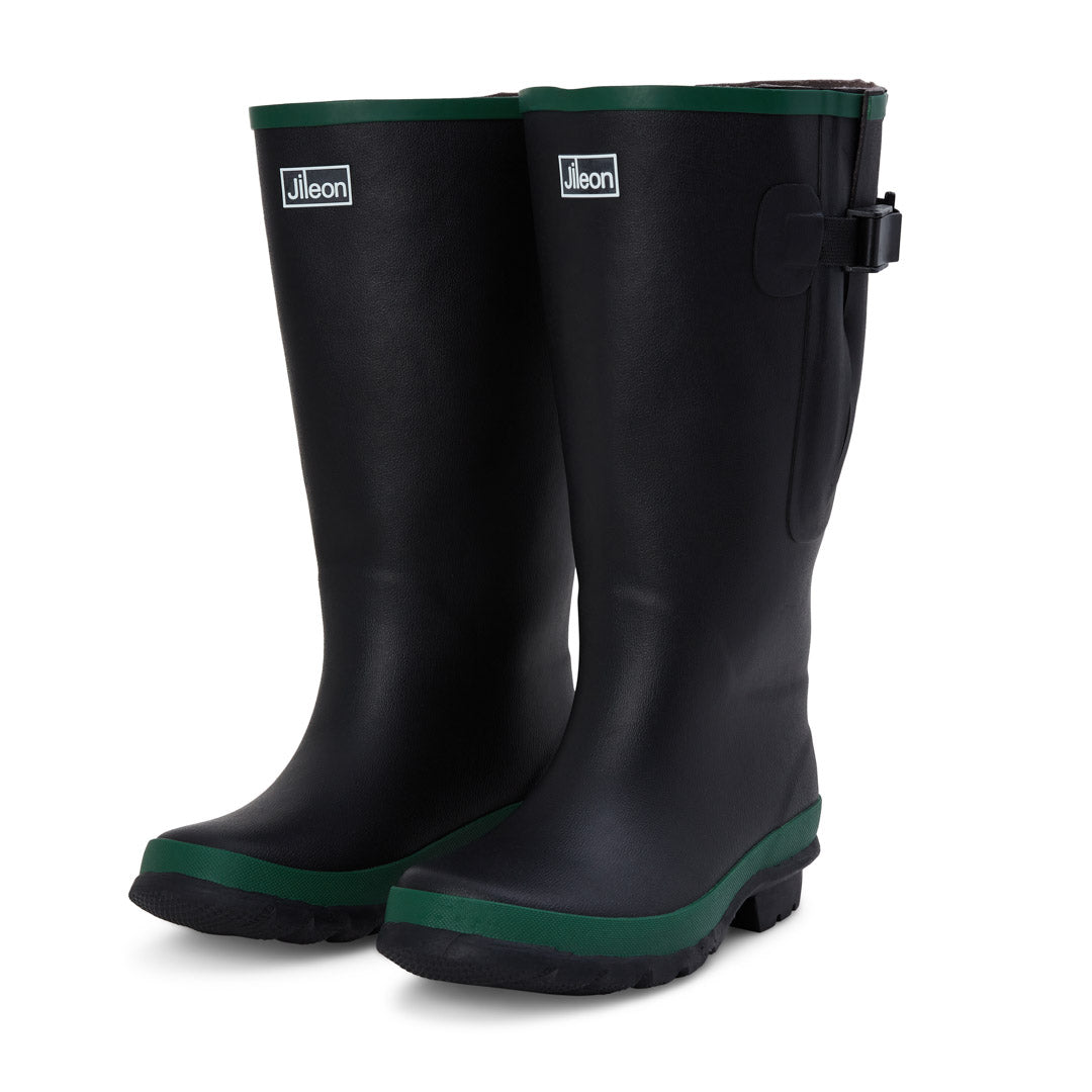 Extra Wide Calf Black Wellies with Rear Gusset - Wide Foot & Ankle - Fit 40-50cm Calf