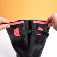 Extra Wide Calf Black Wellies with Hot Pink Trim - Wide in Foot & Ankle - Fit 40-57cm Calf
