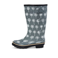 Wide Calf Grey Dandelion Wellies for Women - Wide in Foot and Ankle - 37 to 46cm Calf
