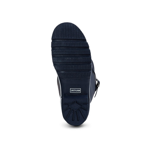 Wide Calf Wellies - Navy with Cream Trim - Wide in Foot & Ankle - Fit 37 to 46cm Calf