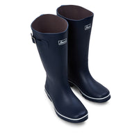 Wide Calf Wellies - Navy with Cream Trim - Wide in Foot & Ankle - Fit 37 to 46cm Calf