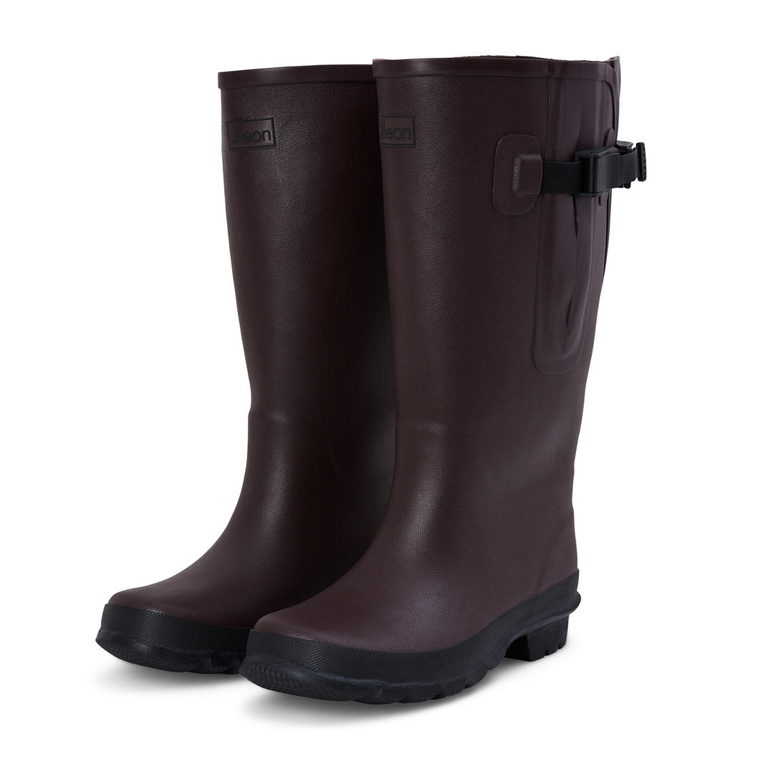 Extra Wide Calf Brown Wellies with Rear Gusset - Wide Foot & Ankle - Fit 40-50cm Calf