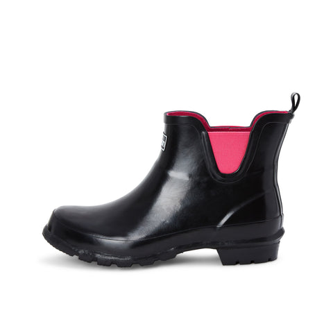 Ankle Wellies - Black Glossy - Wide Foot - Easy to Slip On - Jileon Wellies