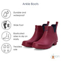 Ankle Wellies - Raspberry - Wide Foot - Easy to Slip On - Jileon Wellies