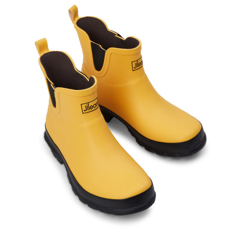 Ankle Wellies - Yellow Matt - Wide Foot - Easy to Slip On - Jileon Wellies
