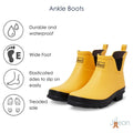 Ankle Wellies - Yellow Matt - Wide Foot - Easy to Slip On - Jileon Wellies