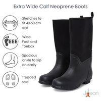 Extra Wide Calf Neoprene Wellies - Wide in Foot and Ankle - Fit 40-50cm Calf