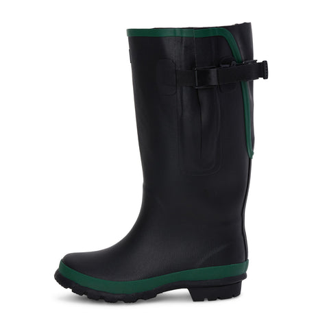 Extra Wide Calf Black Wellies with Rear Gusset - Wide Foot & Ankle - Fit 40-50cm Calf - Jileon Wellies