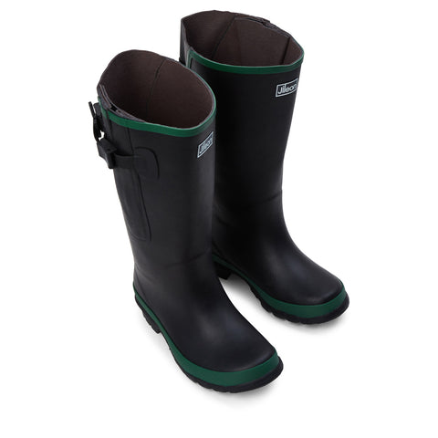 Extra Wide Calf Black Wellies with Rear Gusset - Wide Foot & Ankle - Fit 40-50cm Calf - Jileon Wellies