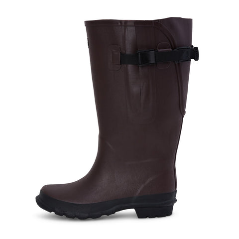Extra Wide Calf Brown Wellies with Rear Gusset - Wide Foot & Ankle - Fit 40-50cm Calf - Jileon Wellies