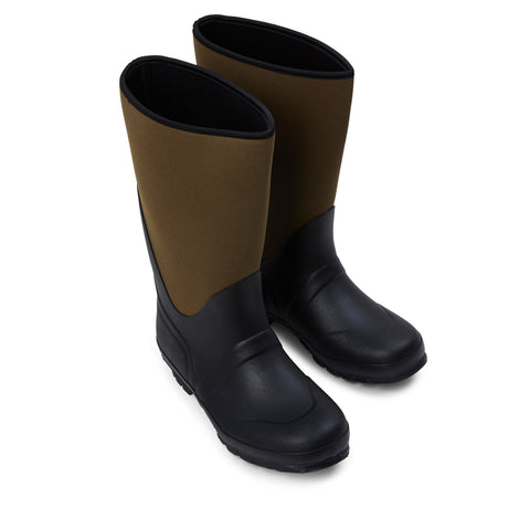 Extra Wide Calf Green Neoprene Wellies - Wide in Foot and Ankle - Fit 40-50cm Calf - Jileon Wellies