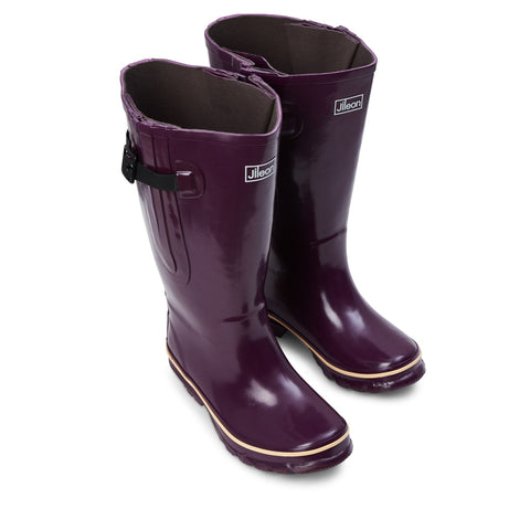 Extra Wide Calf Purple Wellies -Fit 40-57cm Calf- Wide in Foot & Ankle - Jileon Wellies