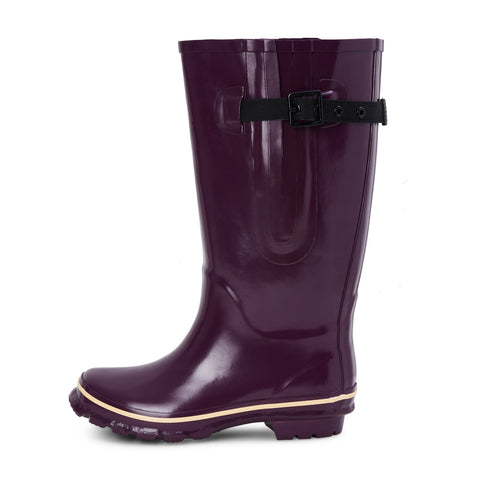 Extra Wide Calf Purple Wellies -Fit 40-57cm Calf- Wide in Foot & Ankle - Jileon Wellies