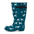 Extra Wide Calf Teal Dog Wellies - Fit 40-57cm calf - Wide in Foot and Ankle - Jileon Wellies
