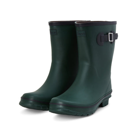 Half Height Dark Green Wellies - Wide Foot & Ankle - Jileon Wellies