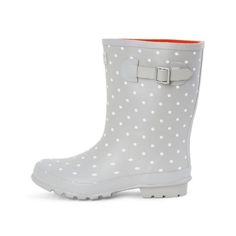 Half Height Grey Spotted Wellies - Wide Foot and Ankle - Jileon Wellies