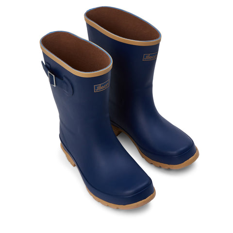 Half Height Oxford Blue Wellies - Wide Foot & Ankle - Pair from Above