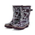 Half Height Purple Butterfly Wellies - Wide Foot and Ankle - Jileon Wellies