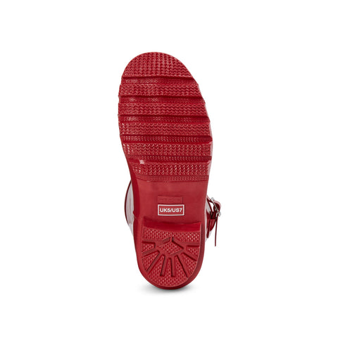 Half Height Red Glossy Wellies - Wide Foot and Ankle - Sole