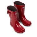 Half Height Red Glossy Wellies - Wide Foot and Ankle - Pair Above