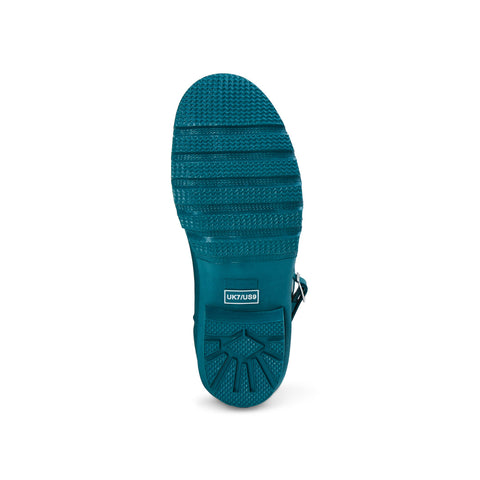 Half Height Teal Leaves Wellies - Wide Foot and Ankle - Jileon Wellies