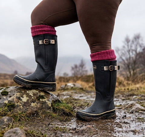 Extra Wide Calf Performance Black Wellies - Wide in Foot and Ankle - Fit 40-57cm Calf