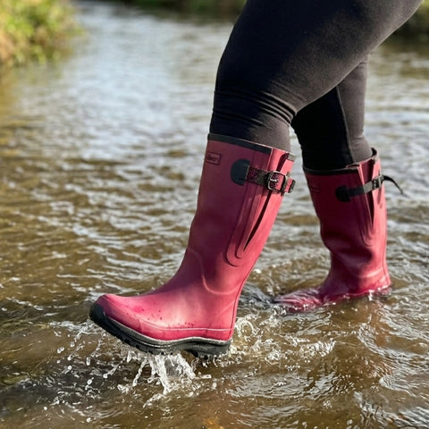 Extra Wide Calf Performance Wellies -Raspberry - Wide Foot & Ankle - Fit 40-57cm Calf