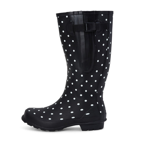 Wide Calf Wellies - Black Spot - Regular Fit in Foot and Ankle - Fit 37 to 49cm Calf - Jileon Wellies
