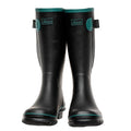 Wide Calf Wellies - Black with Teal Trim - Regular Fit in Foot and Ankle - 37 to 49cm Calf - Jileon Wellies