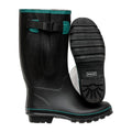 Wide Calf Wellies - Black with Teal Trim - Regular Fit in Foot and Ankle - 37 to 49cm Calf - Jileon Wellies