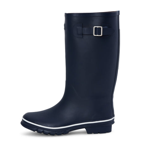 Wide Calf Wellies - Navy with Cream Trim - Wide in Foot & Ankle - Fit 37 to 46cm Calf - Jileon Wellies
