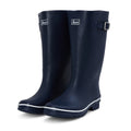 Wide Calf Wellies - Navy with Cream Trim - Wide in Foot & Ankle - Fit 37 to 46cm Calf - Jileon Wellies