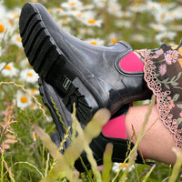 Ankle Wellies - Black Glossy - Wide Foot - Jileon Wellies