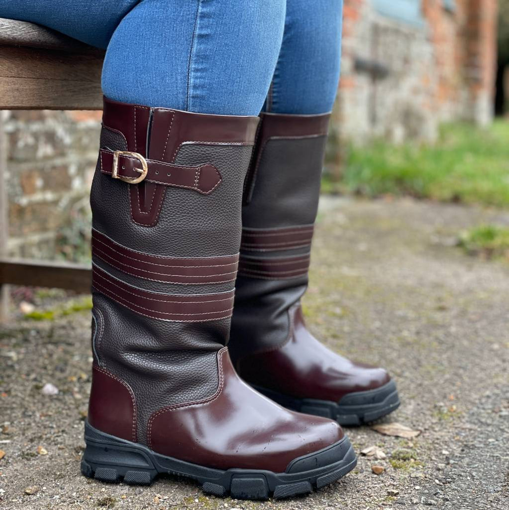 Womens Extra Wide Calf Brown Country Boots